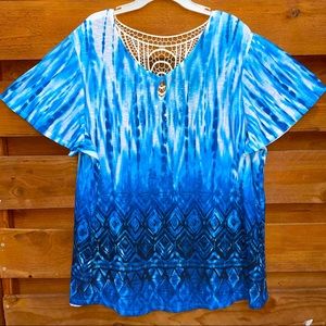 Blue and white Time&Tru Blouse/Top